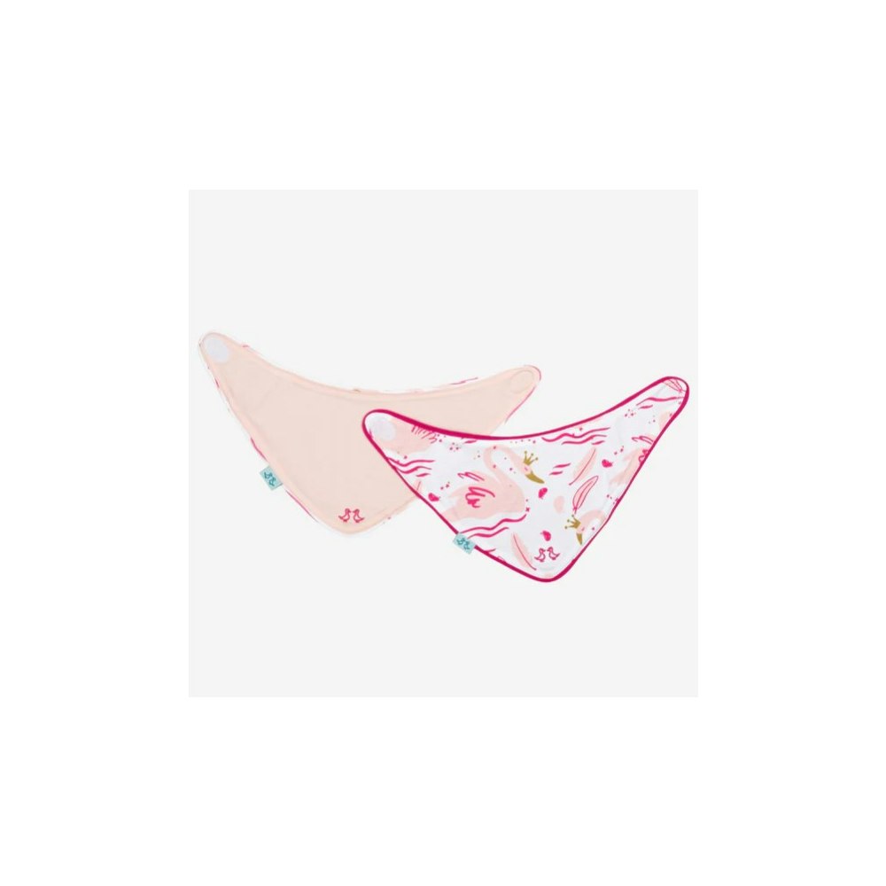 Luca and Rosa Swan Princess Print Girls Set Of 2 Dribble Bibs