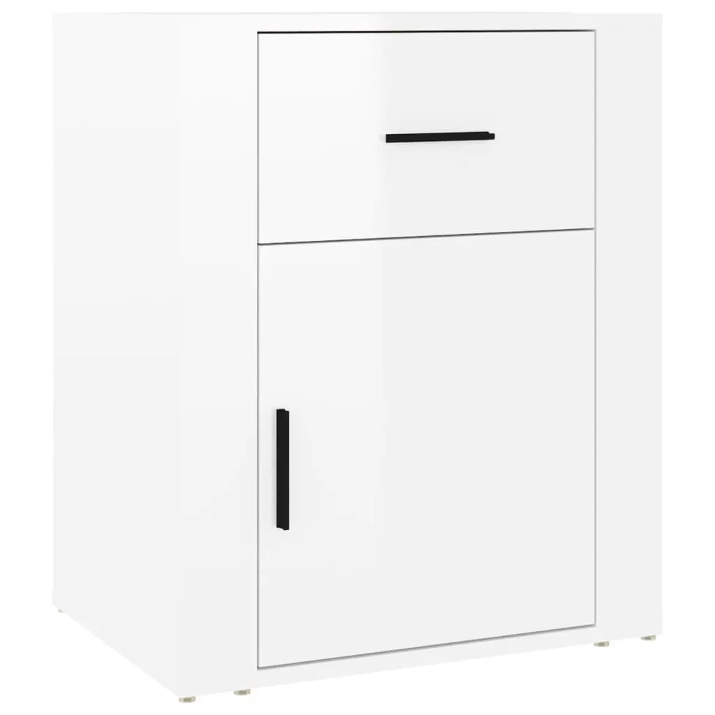 Bedside Cabinet High Gloss White 50x36x60 cm Engineered Wood 816722 Bedside Cabinet High Gloss White 50x36x60 cm Engineered Wood 816722