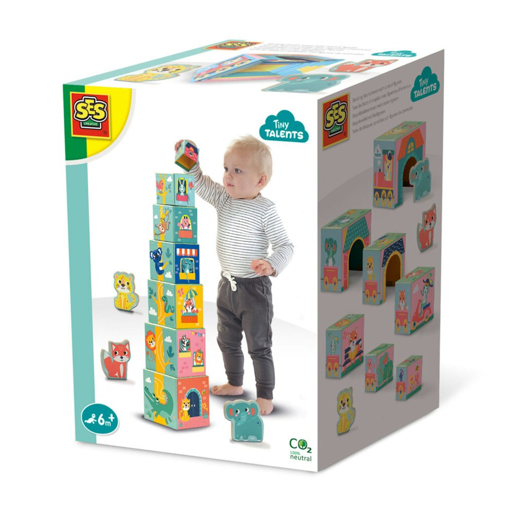 SES Creative Stacking Blocks Tower With Animal Figures