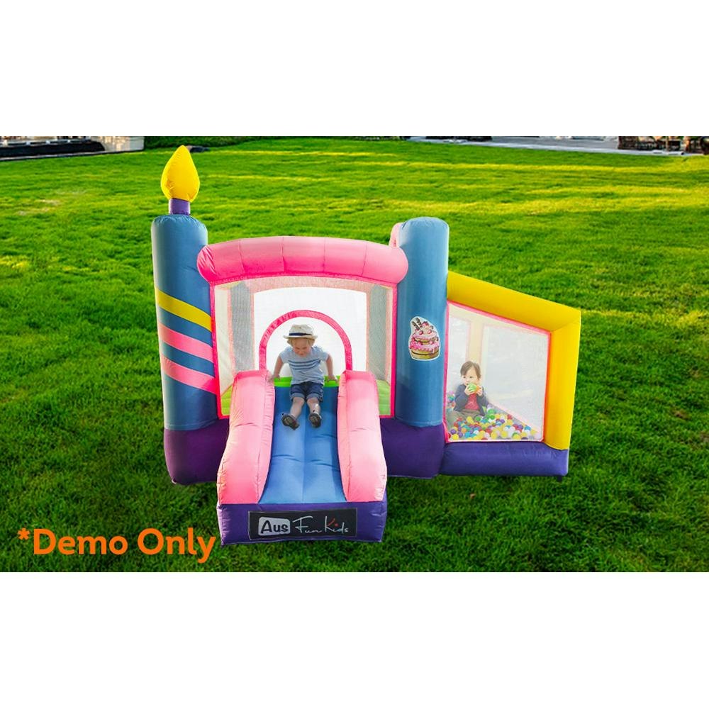 Donut Bouncy Inflatable Castle Kids Home Amusement Playground w/ Ball Playing Area Slide