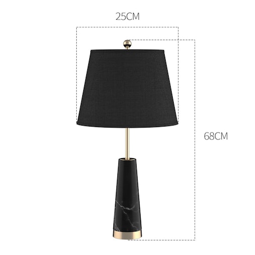 SOGA 4X 68cm Black Marble Bedside Desk Table Lamp Living Room Shade with Cone Shape Base SOGA 4X 68cm Black Marble Bedside Desk Table Lamp Living Room Shade with Cone Shape Base