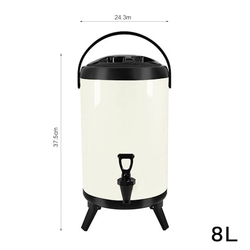 SOGA 8L Stainless Steel Insulated Milk Tea Barrel Hot and Cold Beverage Dispenser Container with Faucet White SOGA 8L Stainless Steel Insulated Milk Tea Barrel Hot and Cold Beverage Dispenser Container with Faucet White