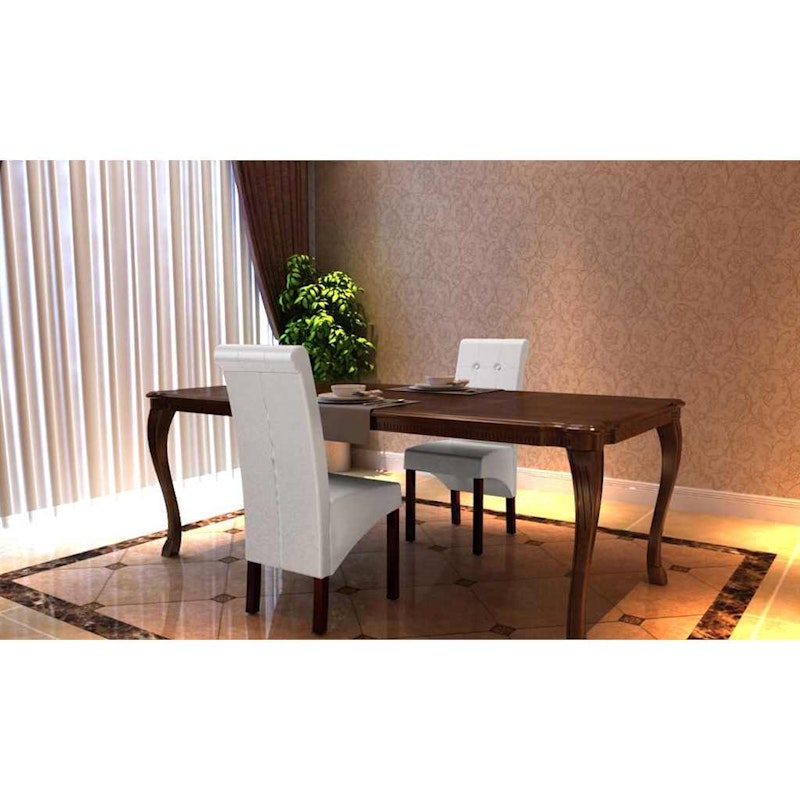 vidaXL Dining Chairs 2 pcs White Faux Leather image number null