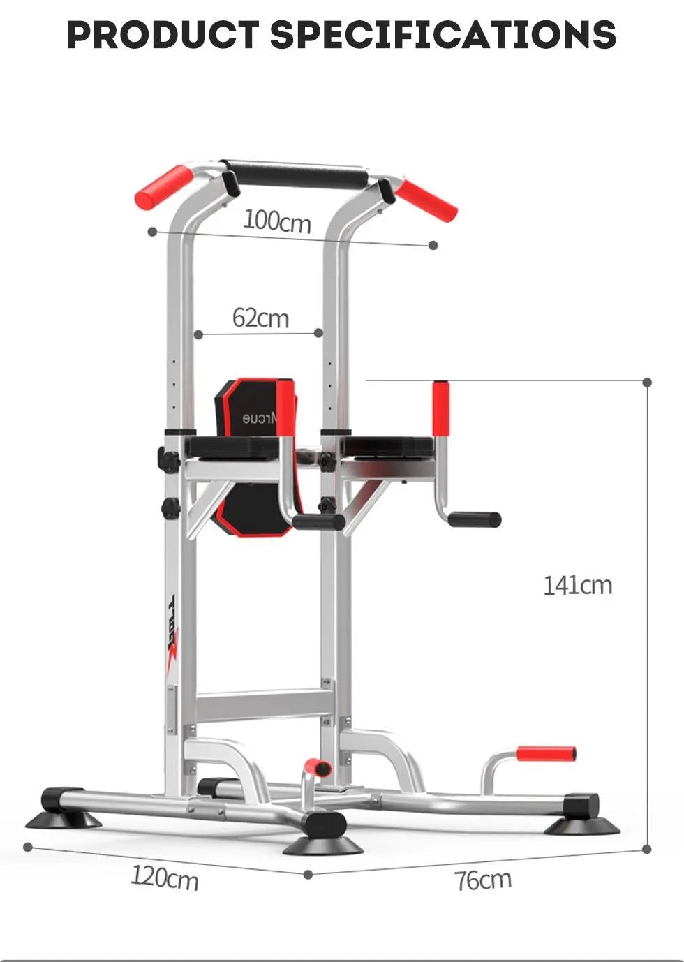 JMQ Fitness Silver Pull Up Chin Up Knee Raise Heavy Duty Workout Station Home Gym Exercise