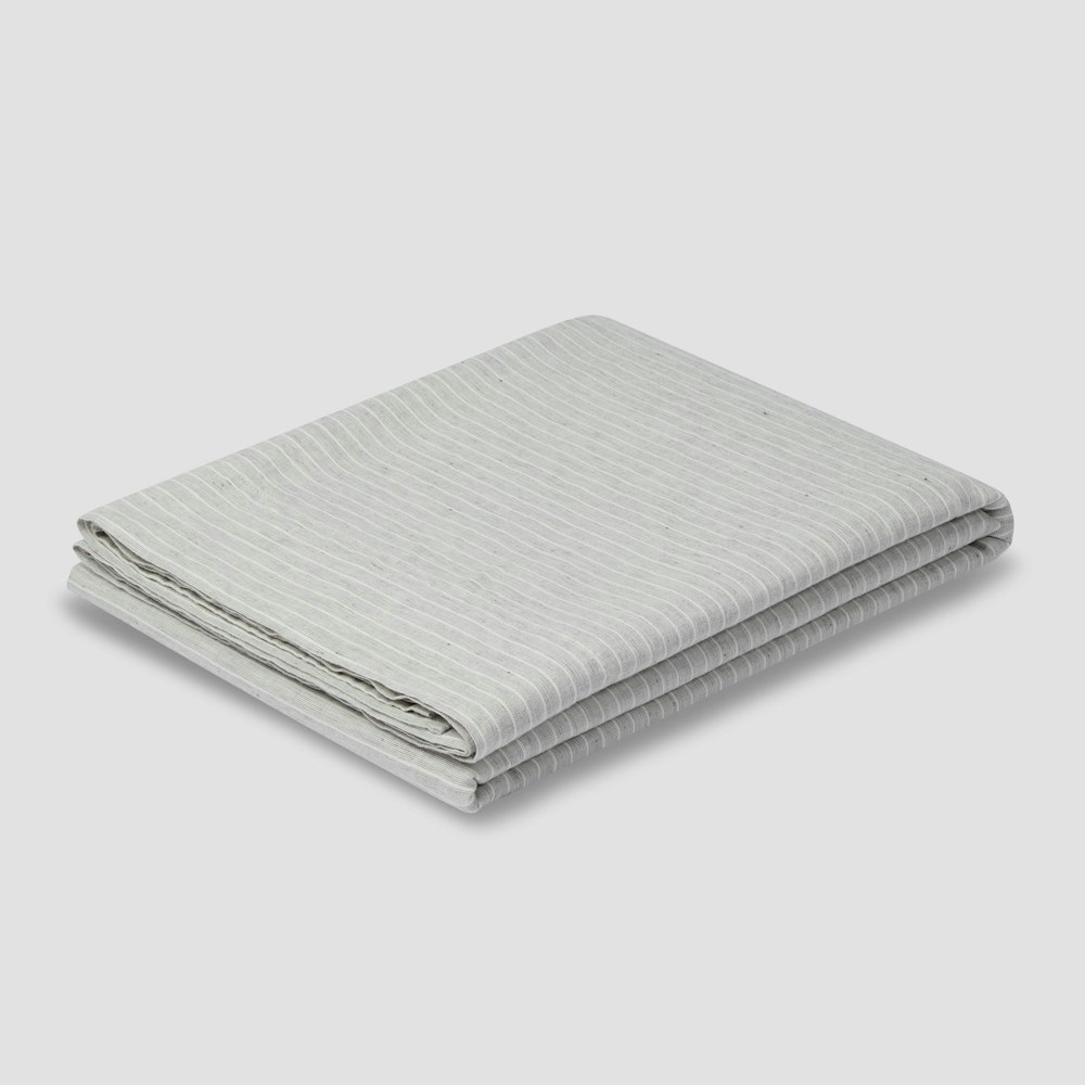 Piglet in Bed Grey Mini Stripe Linen Blend Flat Sheet
