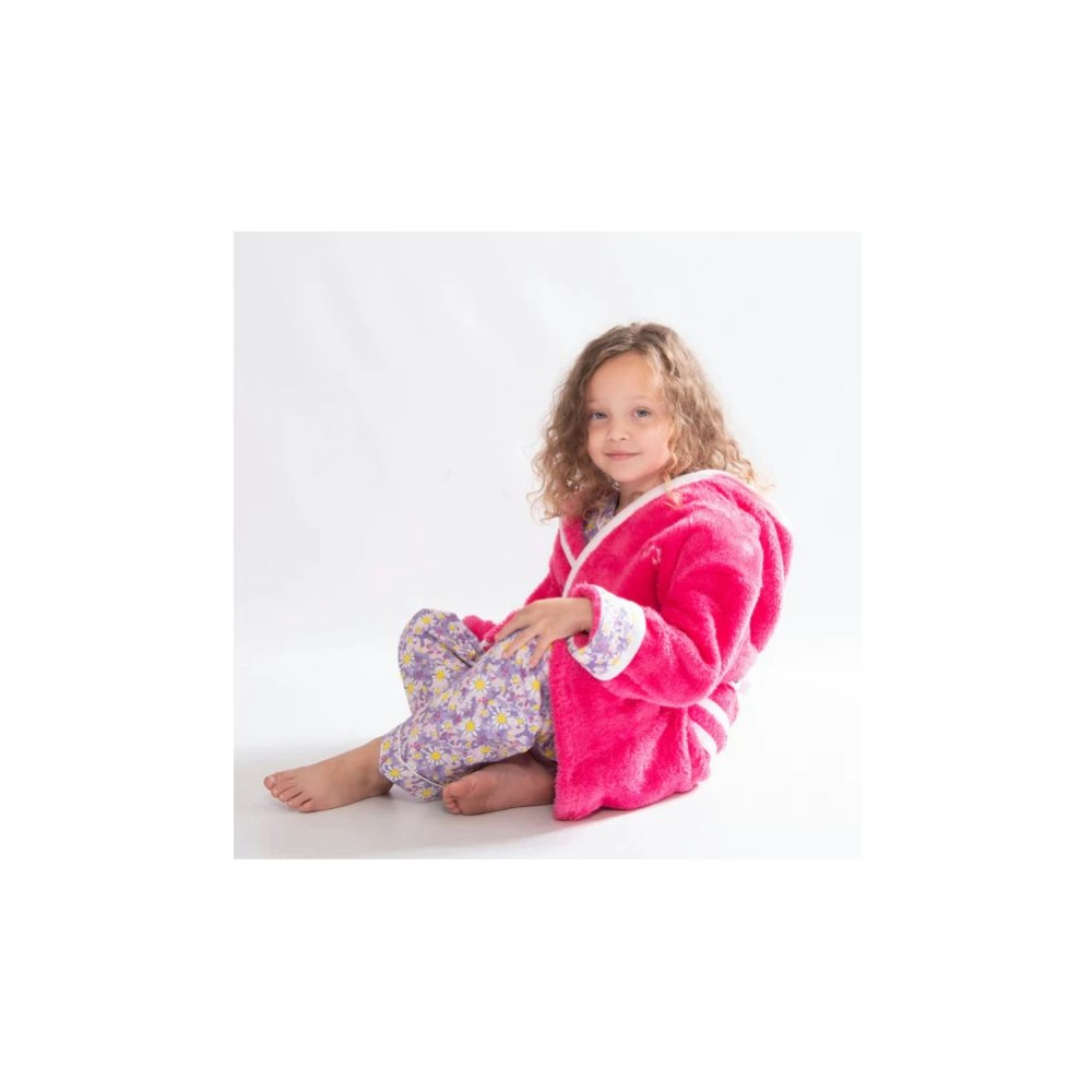 Luca and Rosa Dizzy Daisy Girls Dressing Gown And Button Up Pyjamas Luxury Gift Set Pink
