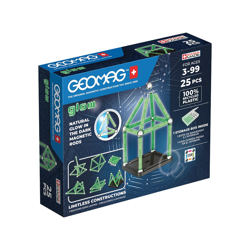 Geomag Glow Recycled Plastic Magnetic Shapes - 25 Pieces