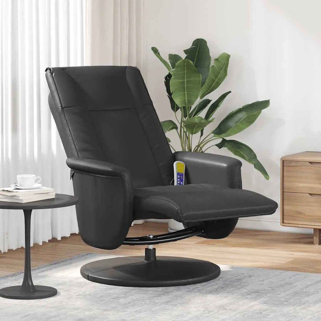 Massage Recliner Chair with Footrest Black Faux Leather 356517