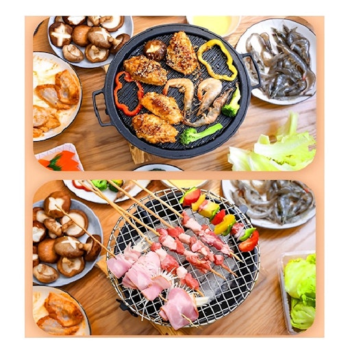 SOGA 2X Small Cast Iron Round Stove Charcoal Table Net Grill Japanese Style BBQ Picnic Camping with Wooden Board SOGA 2X Small Cast Iron Round Stove Charcoal Table Net Grill Japanese Style BBQ Picnic Camping with Wooden Board