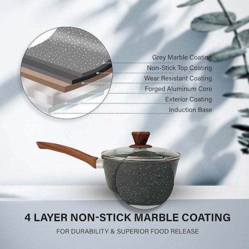 Clevinger 20cm Ceramic Marble Non-Stick Saucepan Cookware Casserole Pot w/Lid Clevinger 20cm Ceramic Marble Non-Stick Saucepan Cookware Casserole Pot w/Lid