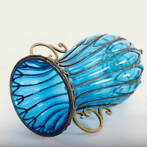 SOGA 51cm Blue Glass Tall Floor Vase with 12pcs Artificial Fake Flower Set SOGA 51cm Blue Glass Tall Floor Vase with 12pcs Artificial Fake Flower Set