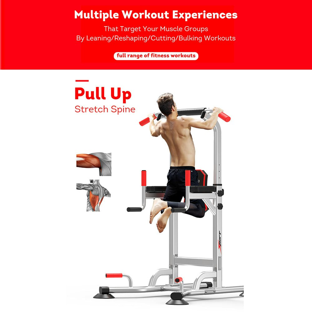 JMQ Fitness Silver Pull Up Chin Up Knee Raise Heavy Duty Workout Station Home Gym Exercise
