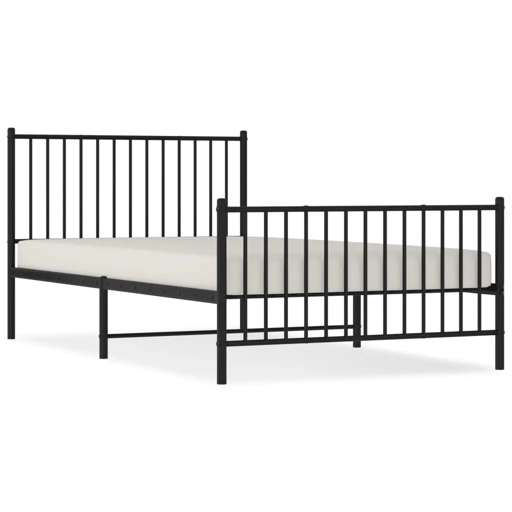 Metal Bed Frame without Mattress with Footboard Black 107x203 cm King Single 350878 Metal Bed Frame without Mattress with Footboard Black 107x203 cm King Single 350878