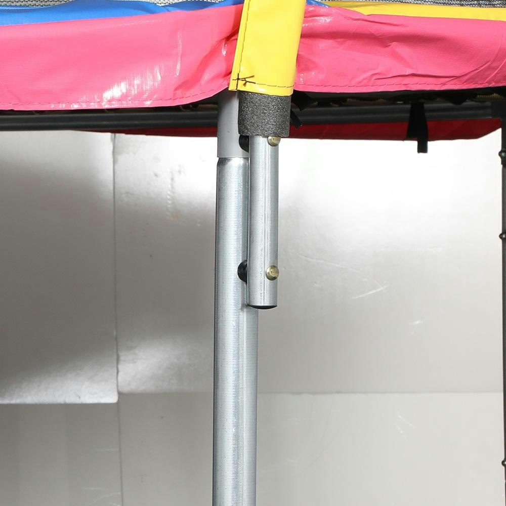 10FT Rainbow Curved Trampoline with Spring Ladder Safety Net Basketball Set