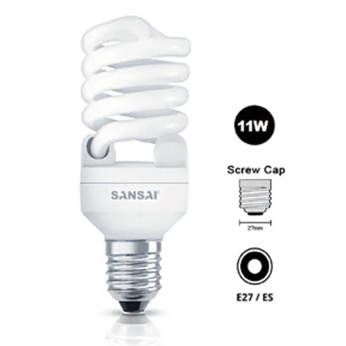 Sansai 11W E27 Screw Cap Energy Saving Lamp Spiral Night Light Bulb Warm White