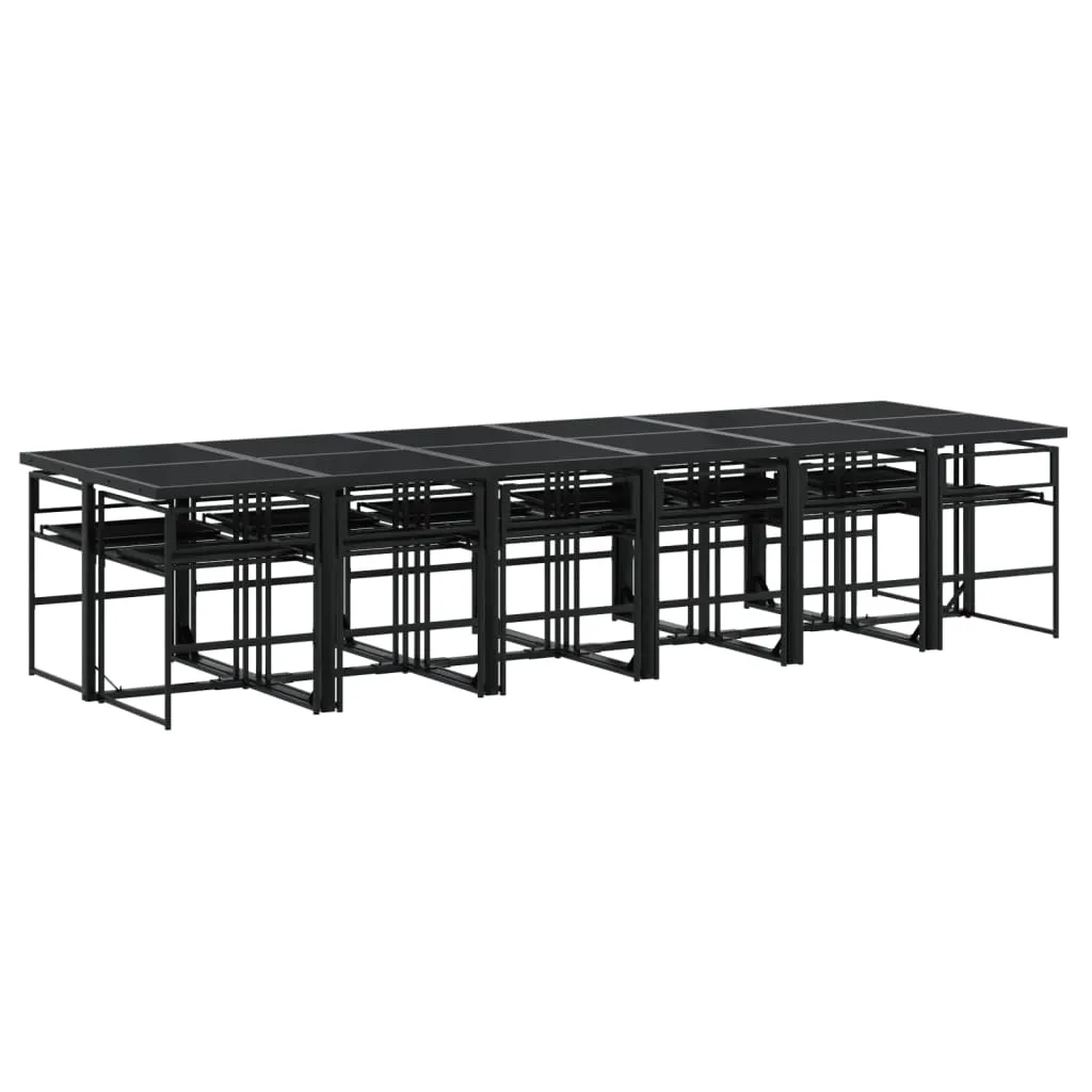 13 Piece Garden Dining Set with Cushions Black Textilene 3295077