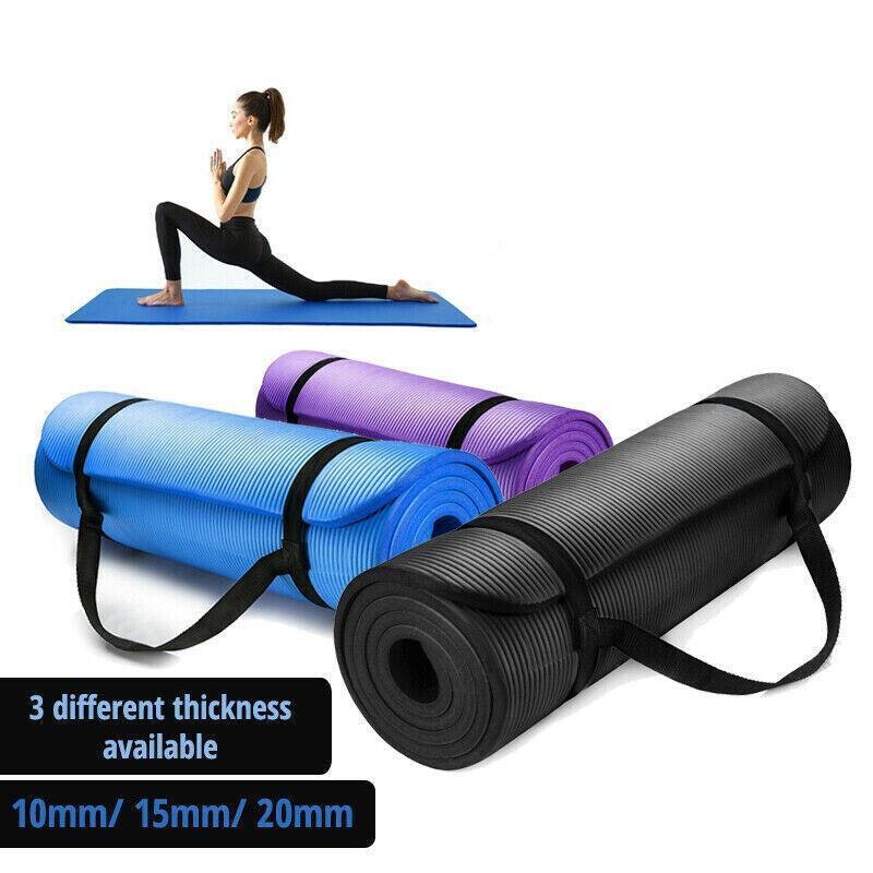 15mm Thick Yoga Mat Pad NBR Nonslip Exercise Fitness Pilate Gym Durable