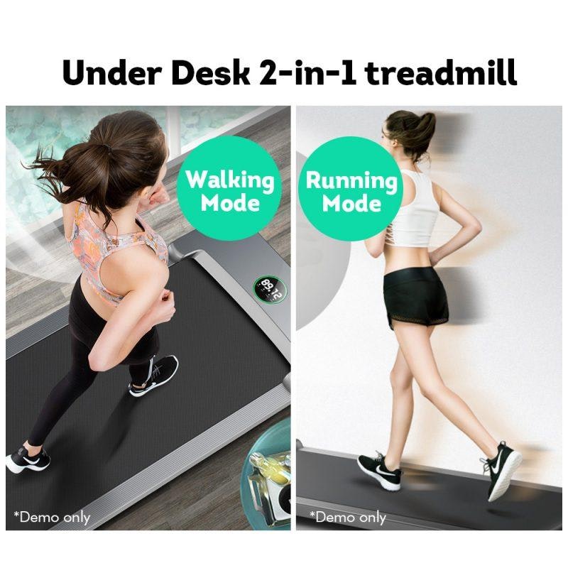 JMQ Fitness T100 2-in-1 Electric Treadmill Under Desk Home Office Exercise Walking Machine - Black