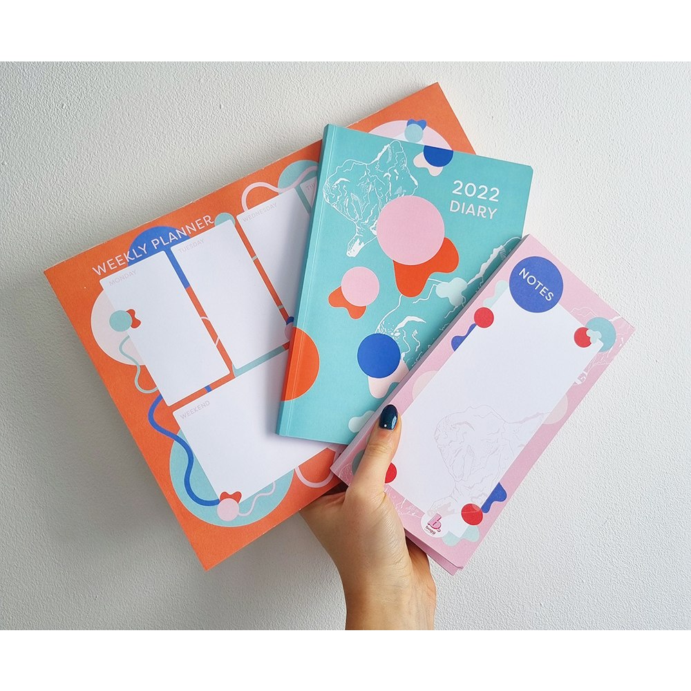 Bugg Creative Illustrated Pink Slim Notepad | Tear Page | Pastel Abstract Design | Notebook