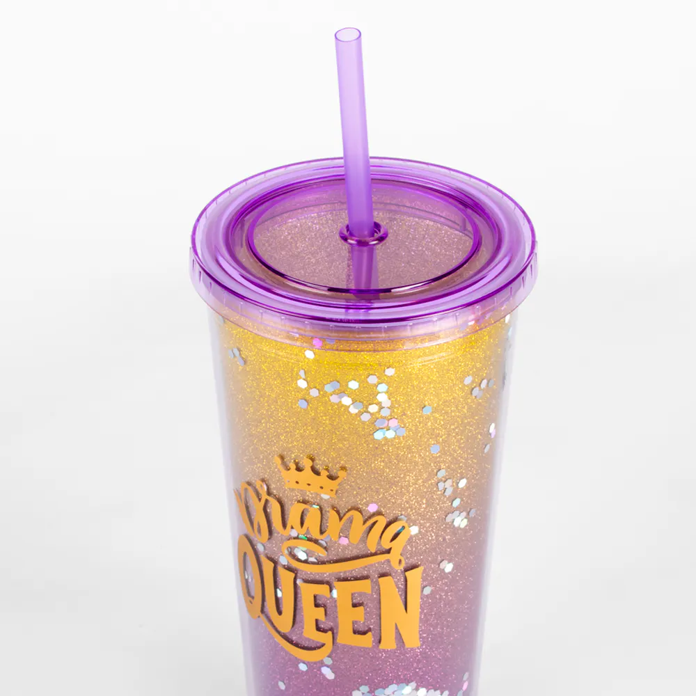 Glitter Sipper Cup Ombre Drama Queen Yellow & Pink