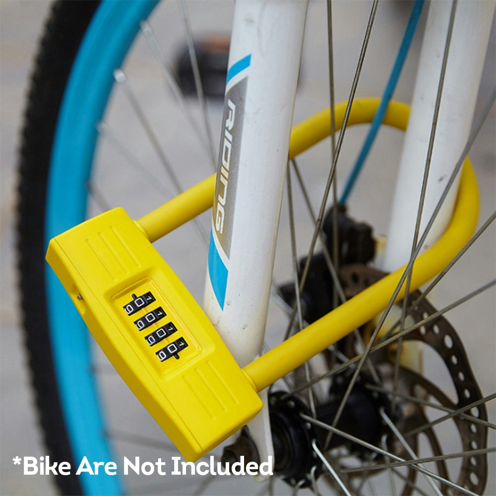 Bicycle U-Lock W/ 4-Digit Security Password Multifunction Bike Accessories - Solid Colour