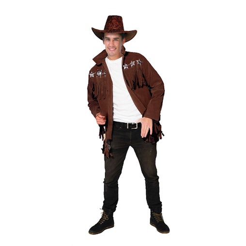 Mens SILVER STAR FRINGED COWBOY JACKET COSTUME Rodeo Wild West Western Sheriff Mens SILVER STAR FRINGED COWBOY JACKET COSTUME Rodeo Wild West Western Sheriff