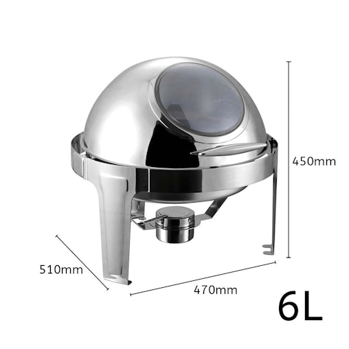 SOGA 4X 6L Round Chafing Stainless Steel Food Warmer with Glass Roll Top SOGA 4X 6L Round Chafing Stainless Steel Food Warmer with Glass Roll Top