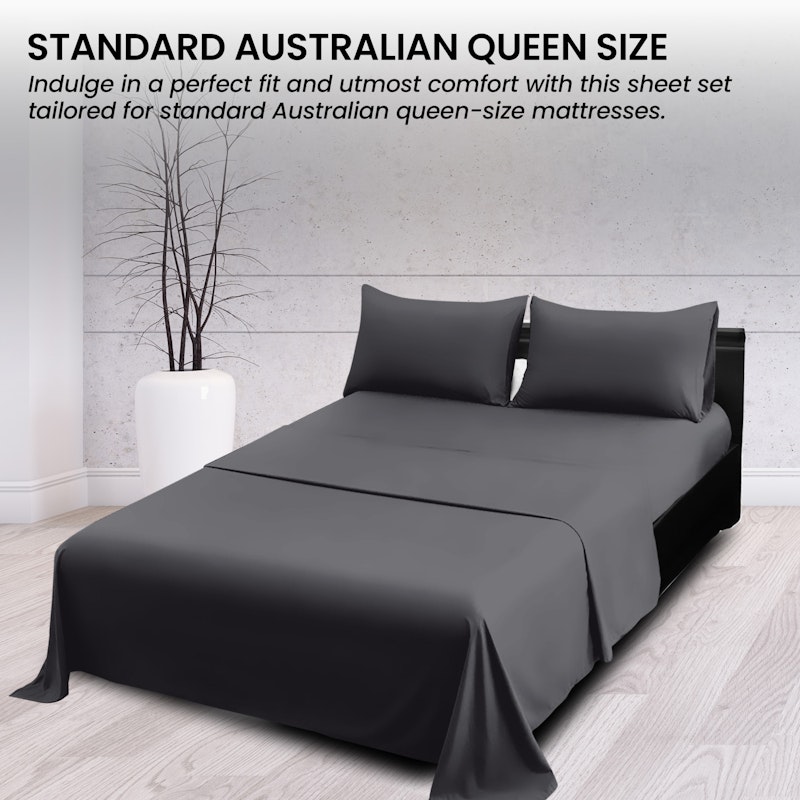 4pc 1000 Thread Count Cotton Rich King Bed Sheet Gift Pack CVC Microfibre Blend in Charcoal image number null