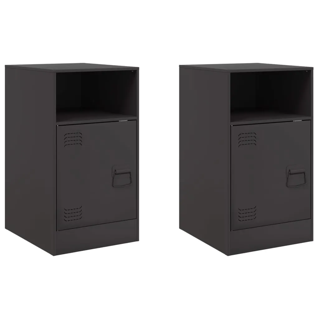 Bedside Cabinets 2 pcs Black 34.5x39x62 cm Steel 841764 Bedside Cabinets 2 pcs Black 34.5x39x62 cm Steel 841764