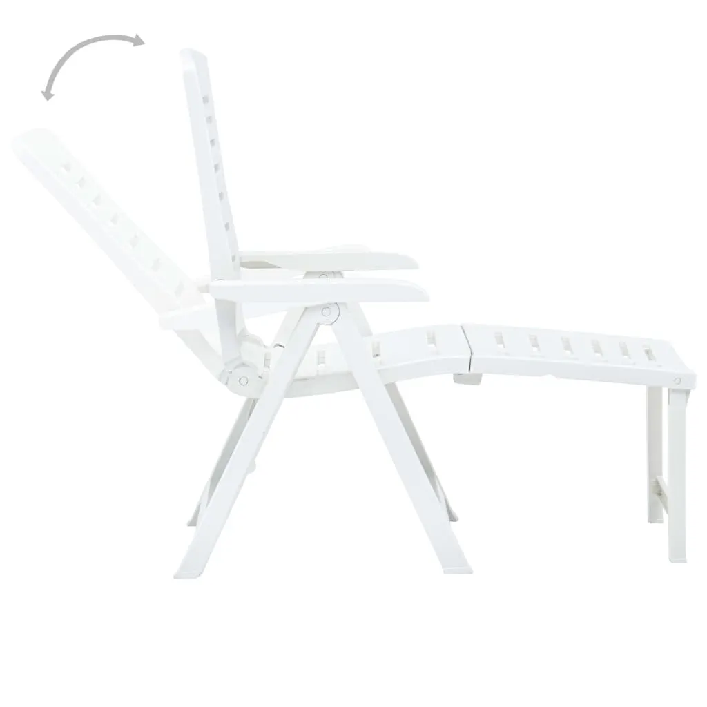 Folding Sun Lounger Plastic White 48757