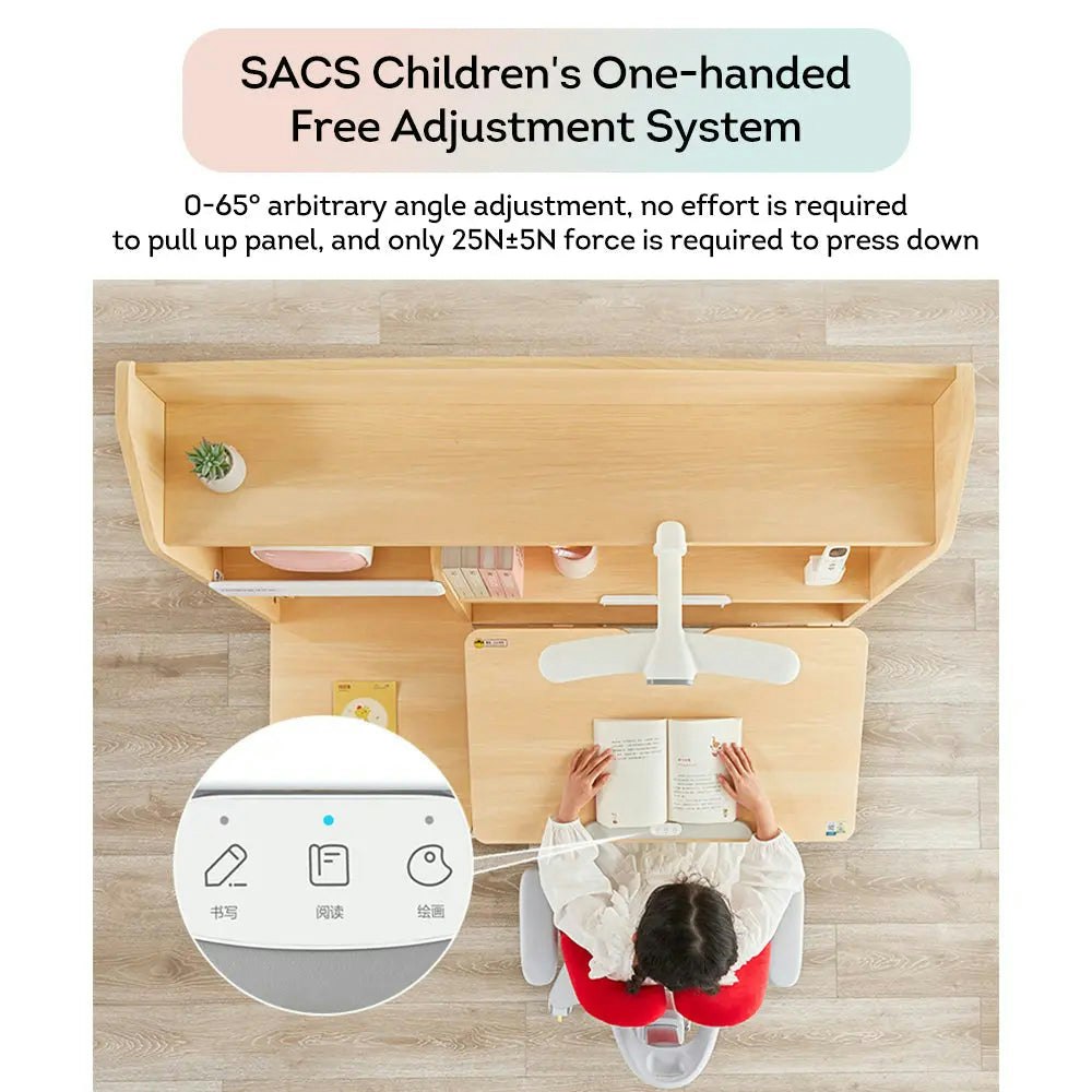 Totguard DL120SNE Ergonomic Adjustable Height Children's Study Desk w/ Remote Control Large Storage - Wood