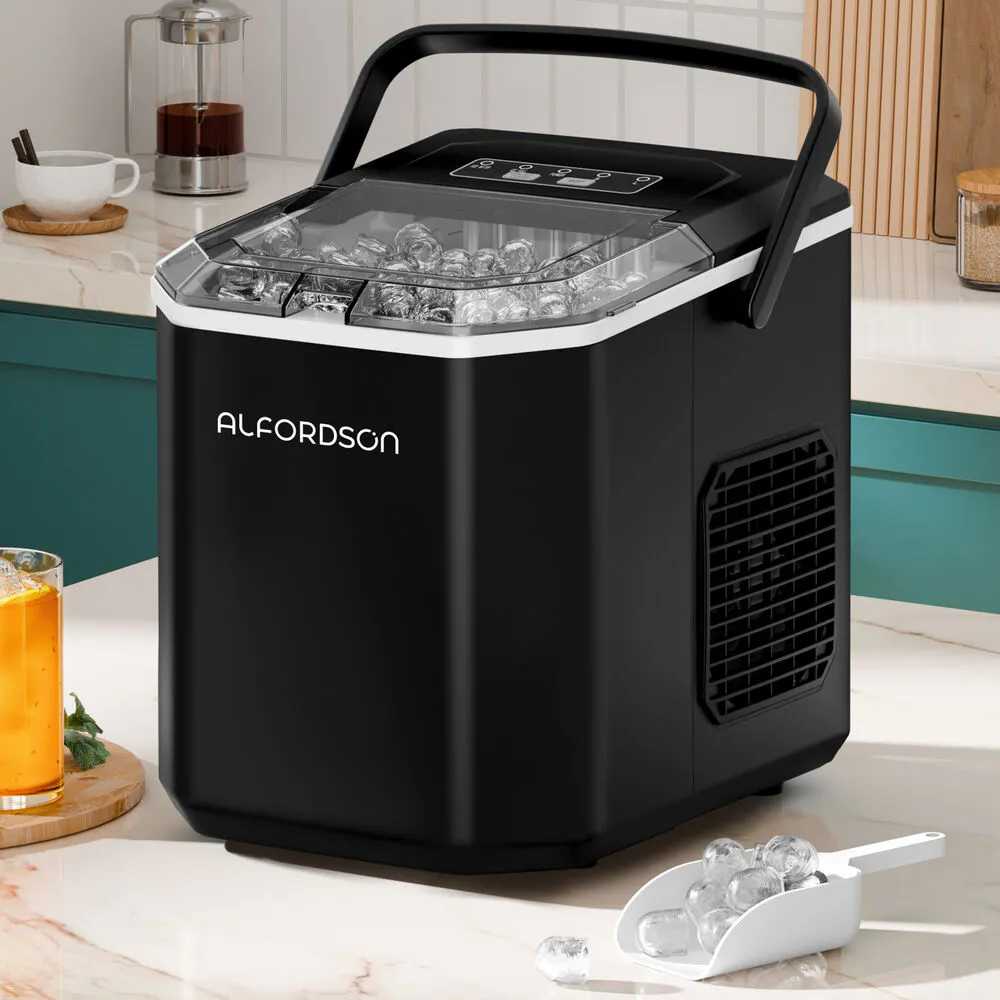 Alfordson Portable Ice Maker Machine Bar Countertop 12kg With Handle Black