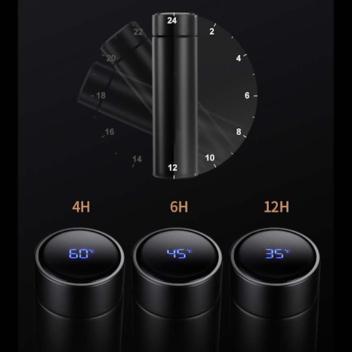 SOGA 500ML Stainless Steel Smart LCD Thermometer Display Bottle Vacuum Flask Thermos Black SOGA 500ML Stainless Steel Smart LCD Thermometer Display Bottle Vacuum Flask Thermos Black