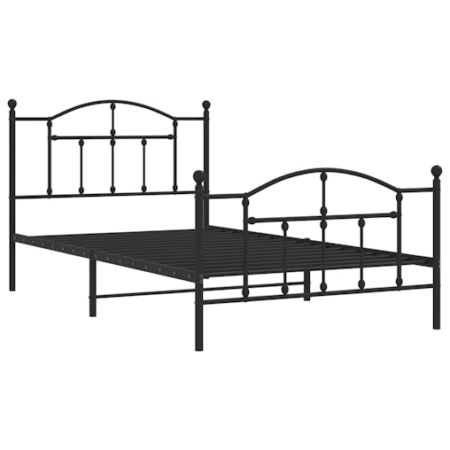NNEVL Metal Bed Frame with Headboard and Footboard Black 107x203 cm King Single NNEVL Metal Bed Frame with Headboard and Footboard Black 107x203 cm King Single
