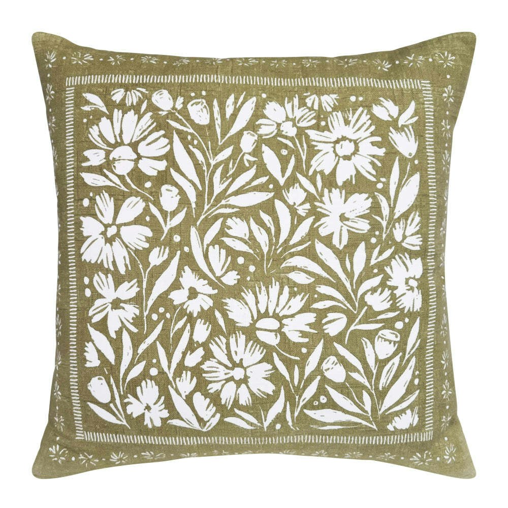 J.Elliot Home Kennedy Cushion 50x50cm Olive & Ivory Modern Home/House Decor