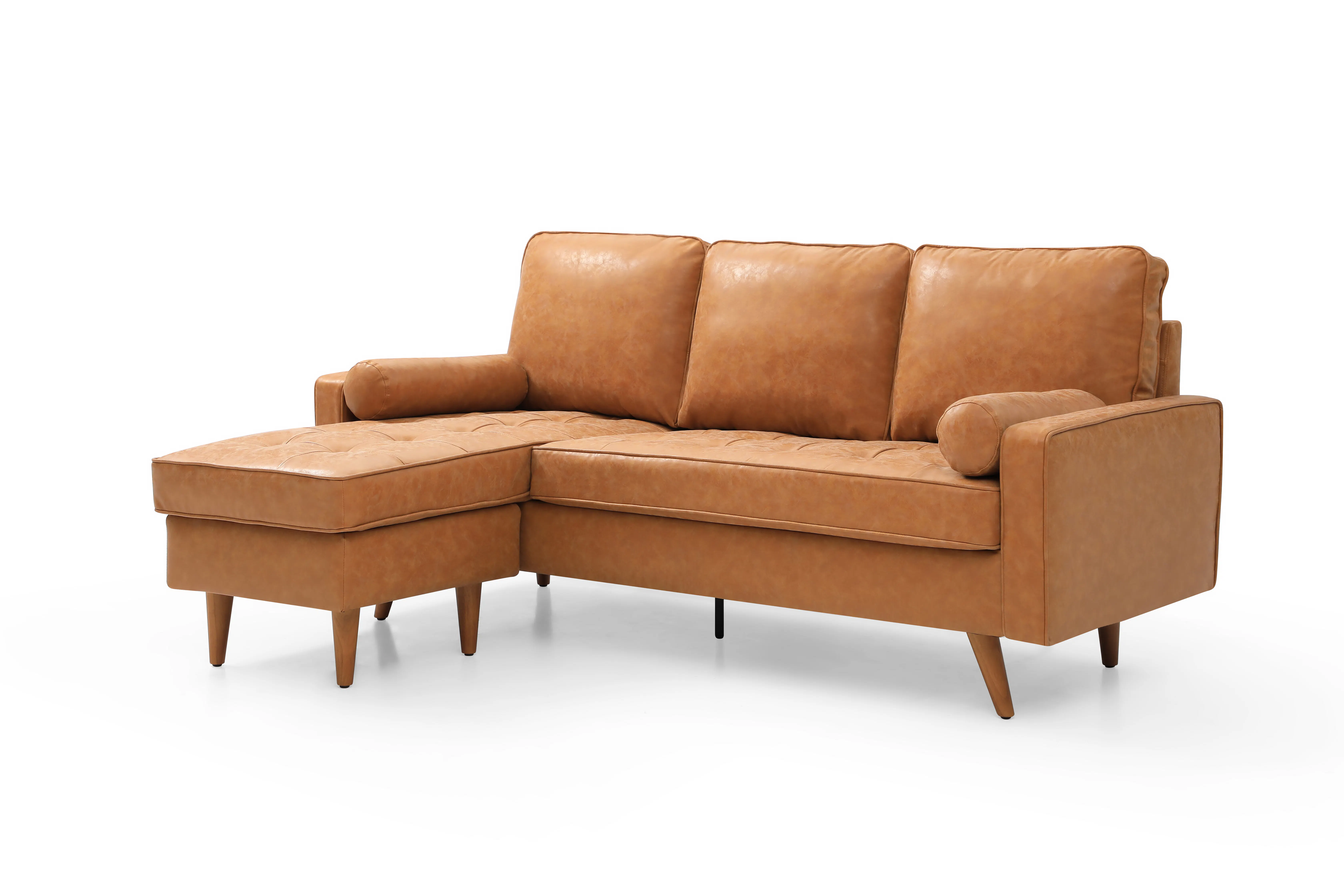 Coogee L Shape Faux Leather Reversible Chaise Sofa