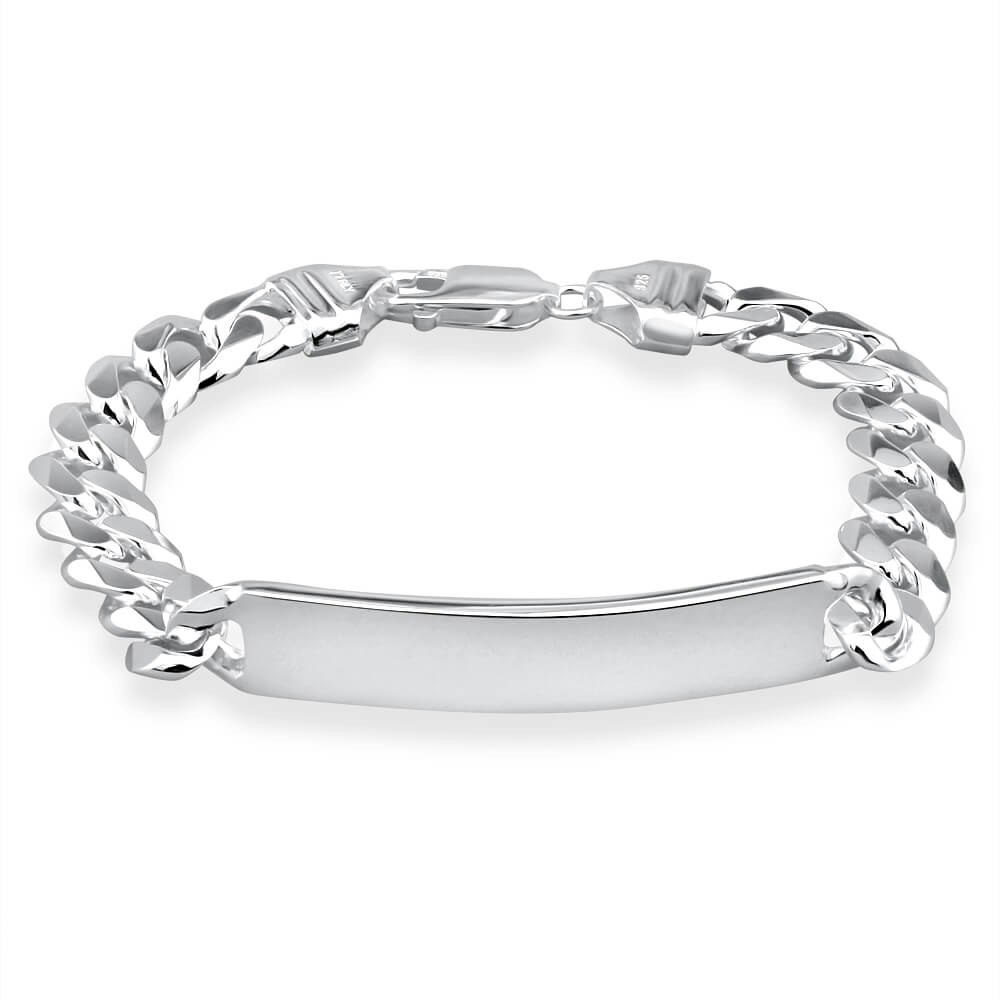 Sterling Silver Heavy Curb 250 Gauge ID Bracelet 21cm