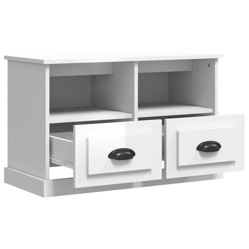 NNEVL TV Cabinet High Gloss White 80x35x50 cm Engineered Wood NNEVL TV Cabinet High Gloss White 80x35x50 cm Engineered Wood