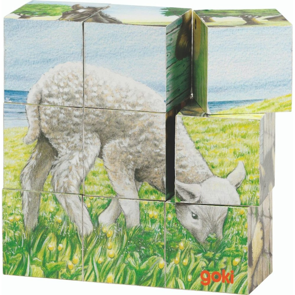 Goki Cube Puzzle - Farm Animals