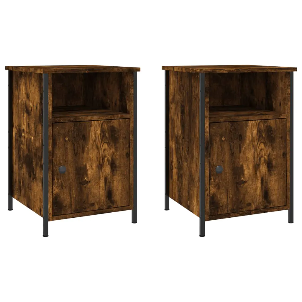 Bedside Cabinets 2 pcs Smoked Oak 40x42x60 cm Engineered Wood 825918 Bedside Cabinets 2 pcs Smoked Oak 40x42x60 cm Engineered Wood 825918