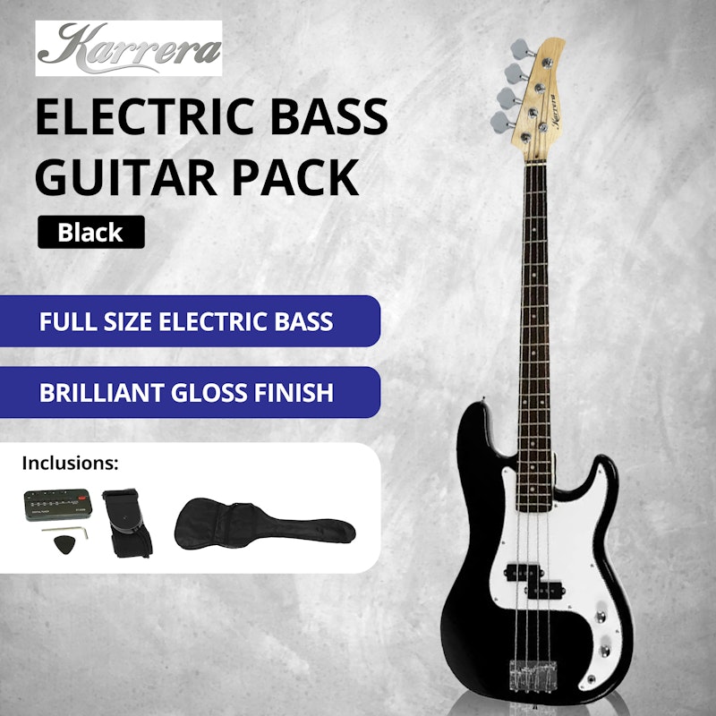 Karrera 39in Electric Guitar Bass Music 4-String Instrument Full Size Black image number null