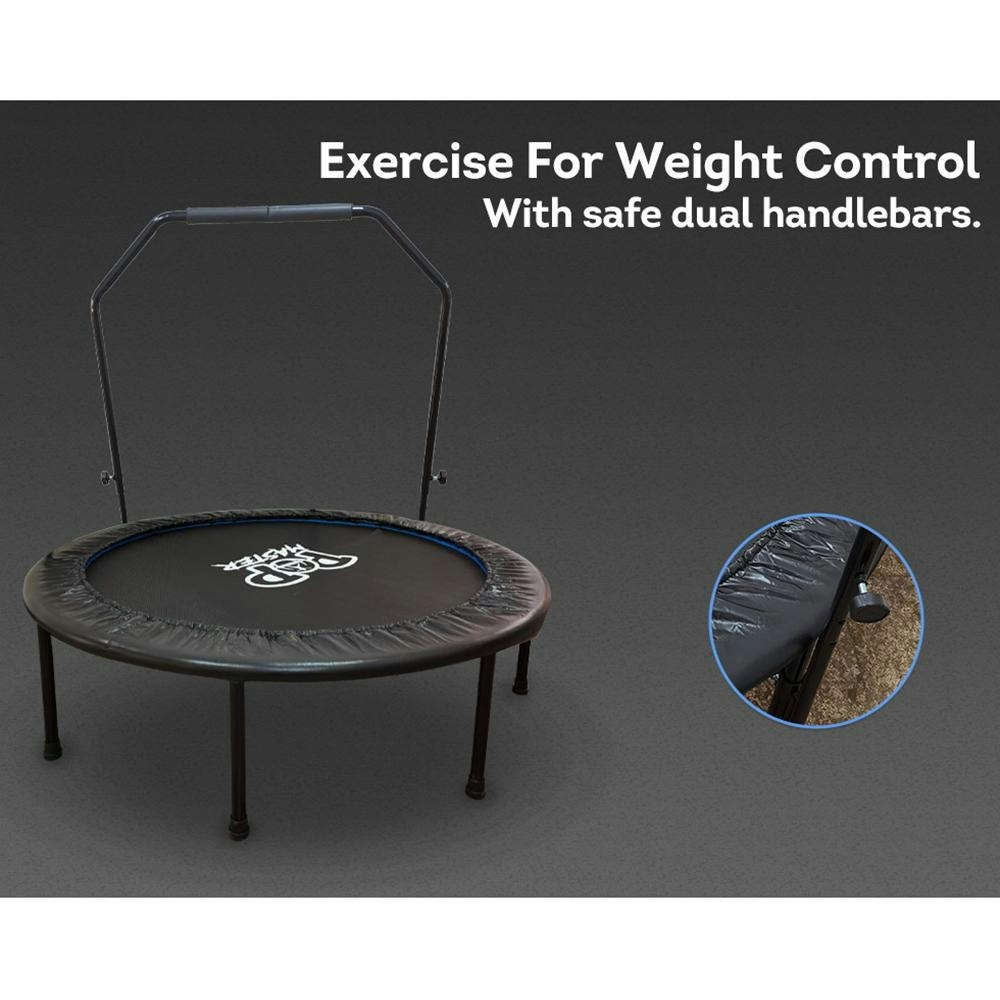 Pop Master 48inch Trampoline Circle Foldable Fitness Rebounder w/ Adjustable Handle Bar
