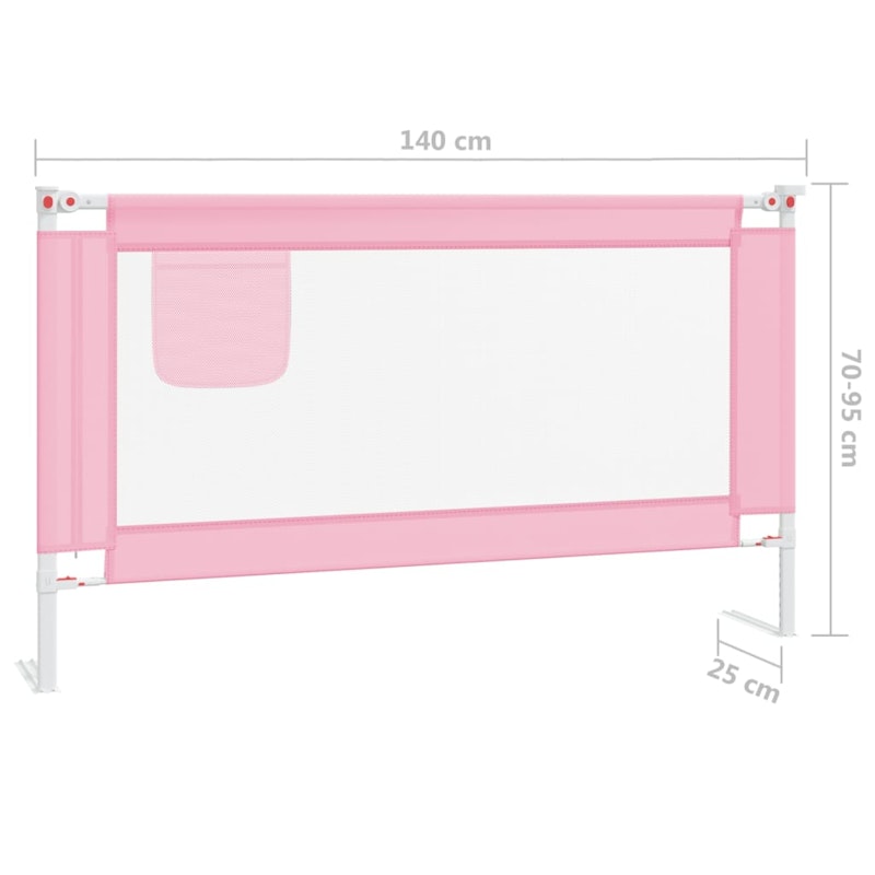 NNEVL Toddler Safety Bed Rail Pink 140x25 cm Fabric image number null