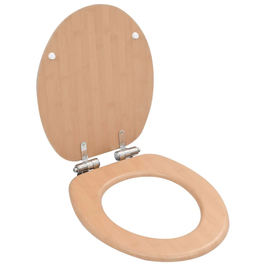 WC Toilet Seat with Soft Close Lid MDF Bamboo Design 143926 WC Toilet Seat with Soft Close Lid MDF Bamboo Design 143926