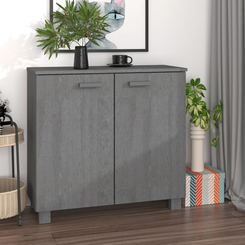 NNEVL Sideboard Dark Grey 85x35x80 cm Solid Wood Pine image number null