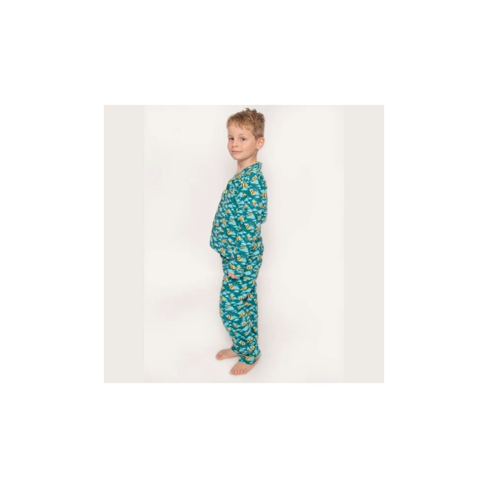 Luca and Rosa Busy Bees Boys Button-up Pyjamas In Organic Cotton