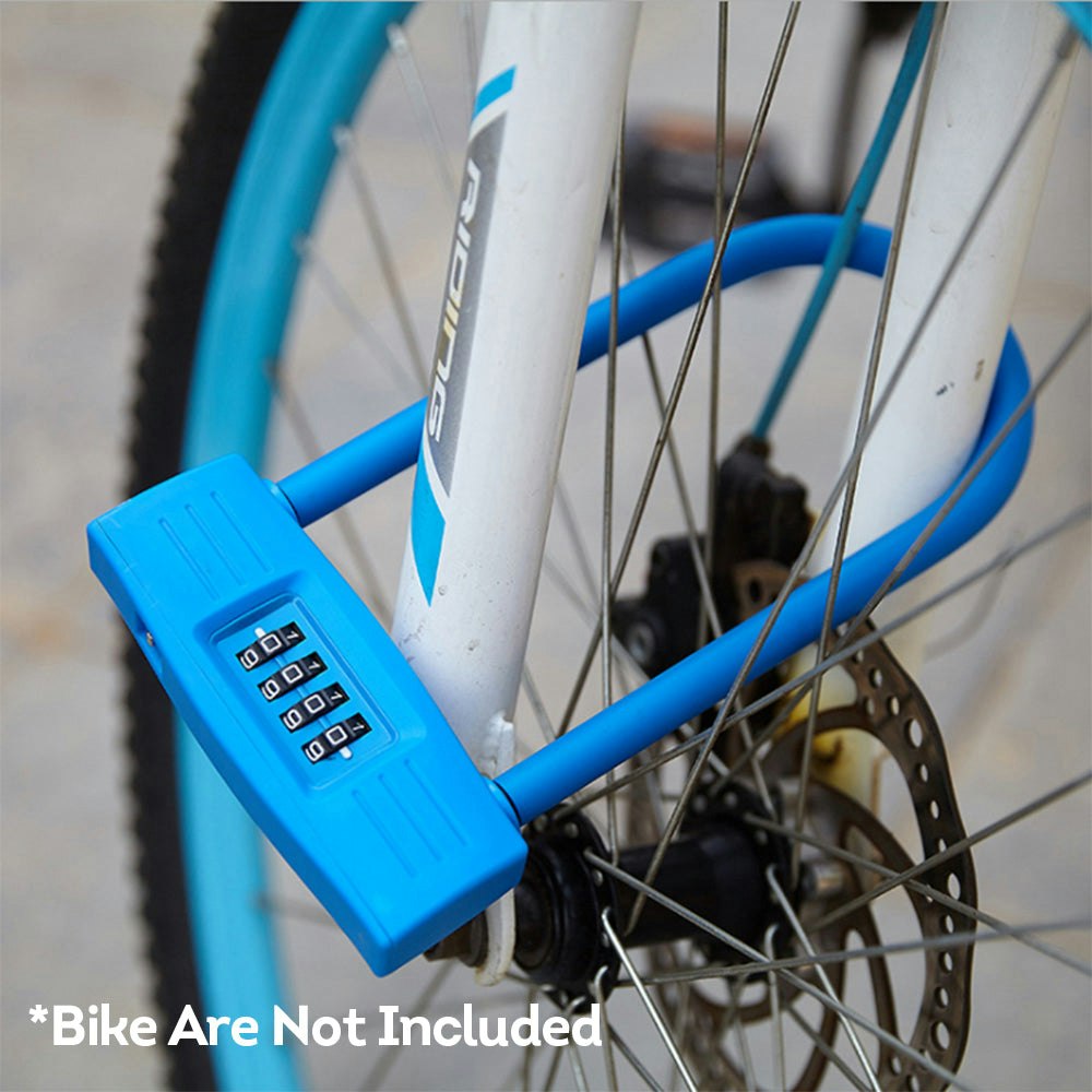 Bicycle U-Lock W/ 4-Digit Security Password Multifunction Bike Accessories - Solid Colour