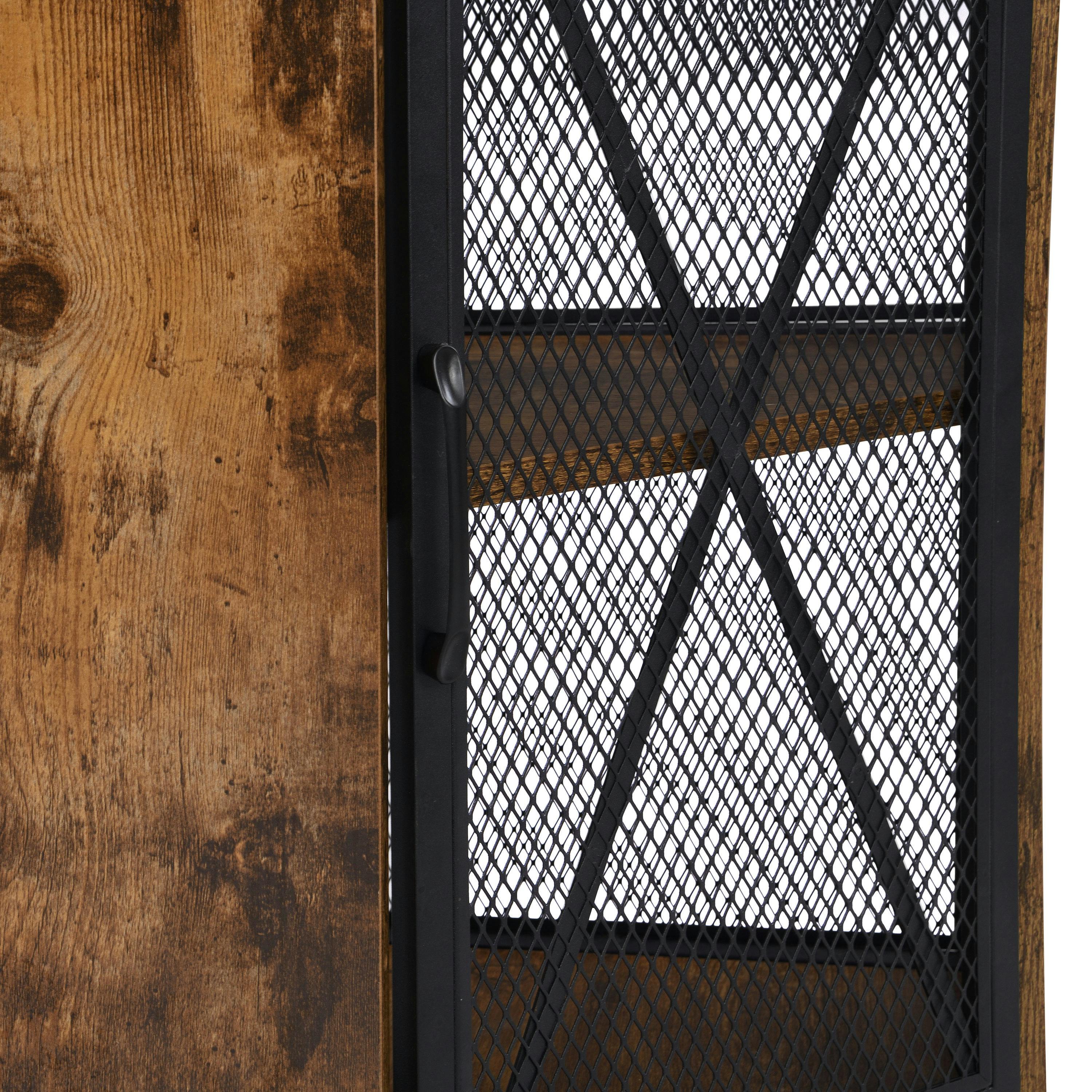 IHOMDEC 6-Tier Multifunctional Pentagon Corner Shelf with Storage Cabinet Rustic Dark Brown