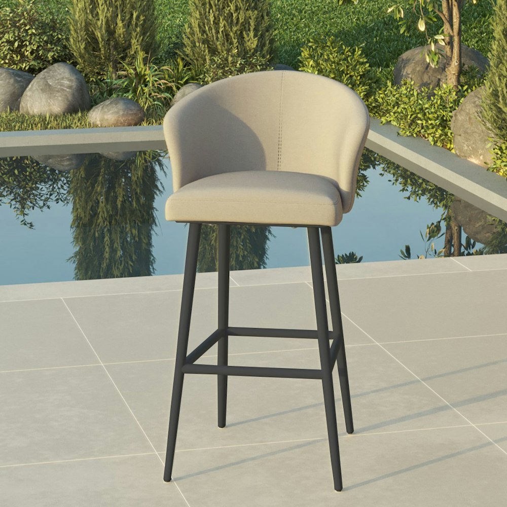 Maze Maze Outdoor Fabric Zen Bar Stool - Oatmeal