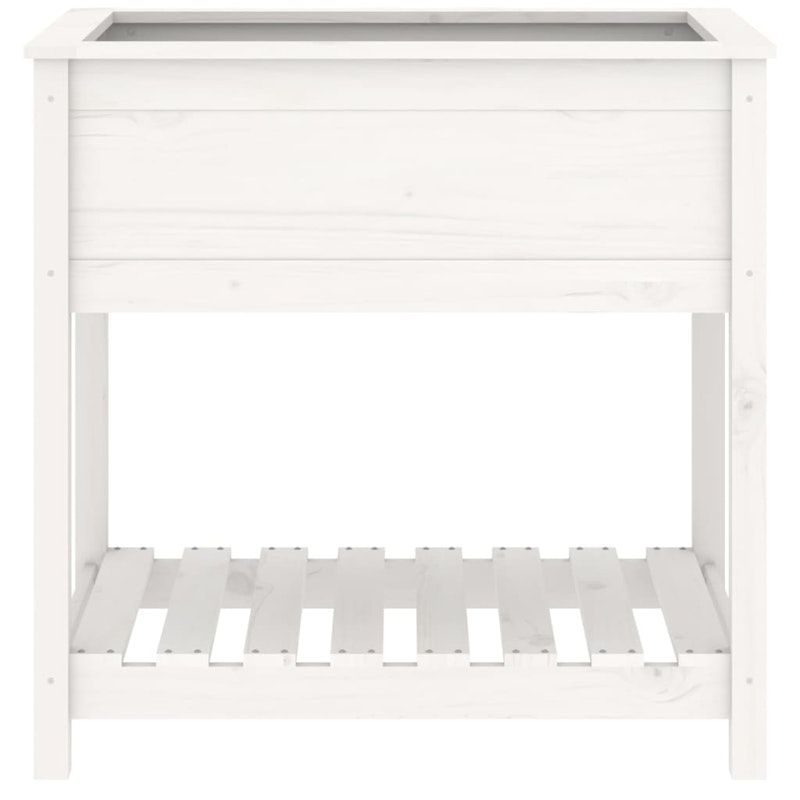 NNEVL Planter with Shelf White 82.5x54x81 cm Solid Wood Pine image number null